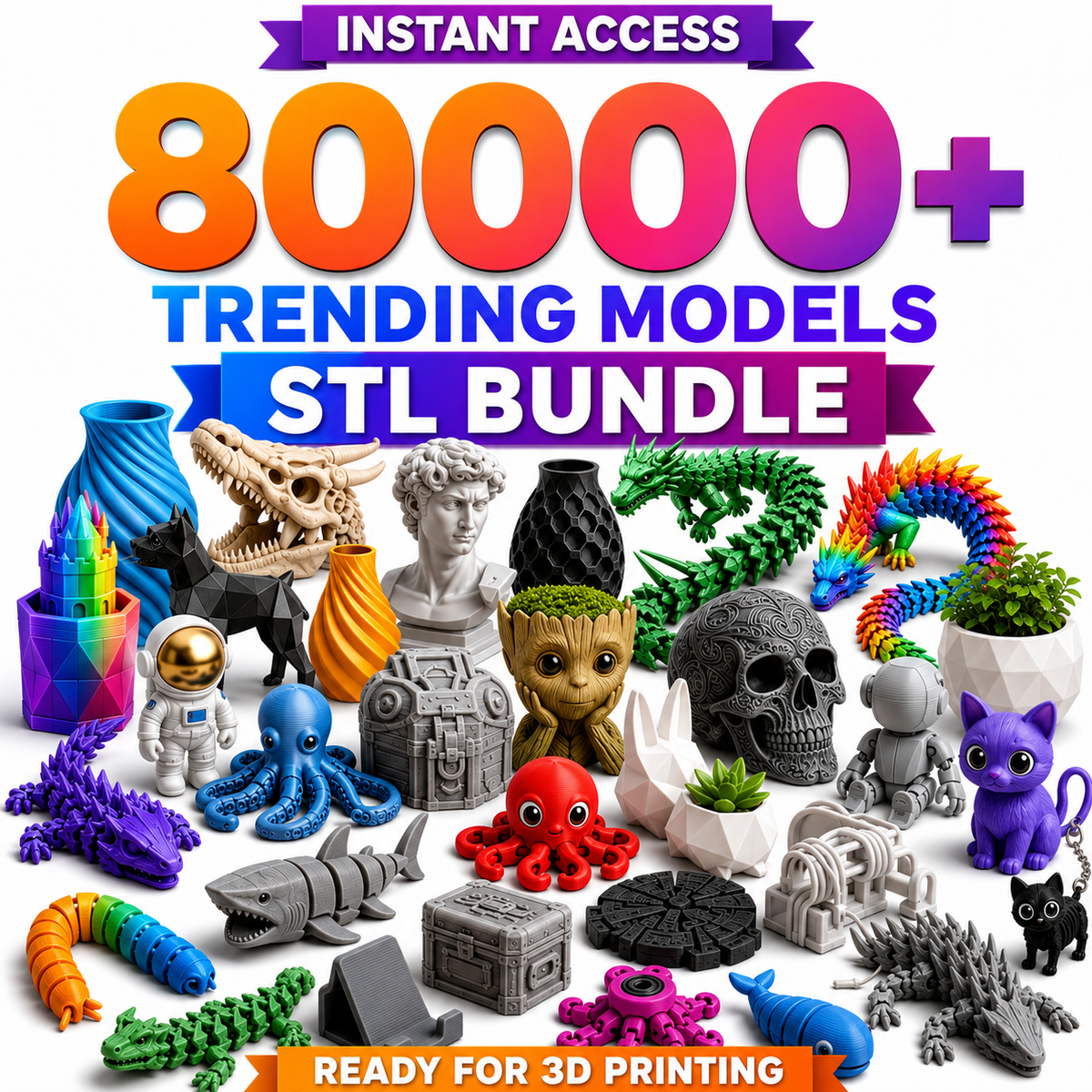 3D STL Bundle – 300TB+ Collection | 300,000+ Premium 3D Printable Models for 3D Printing